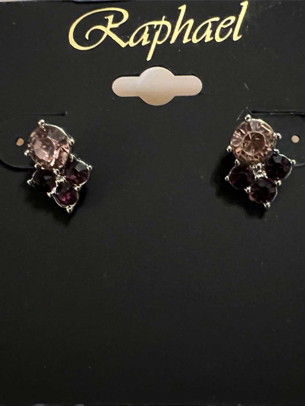 3/$18 Raphael Pink and Plum Crystal Cluster Stud Earrings Lot 103